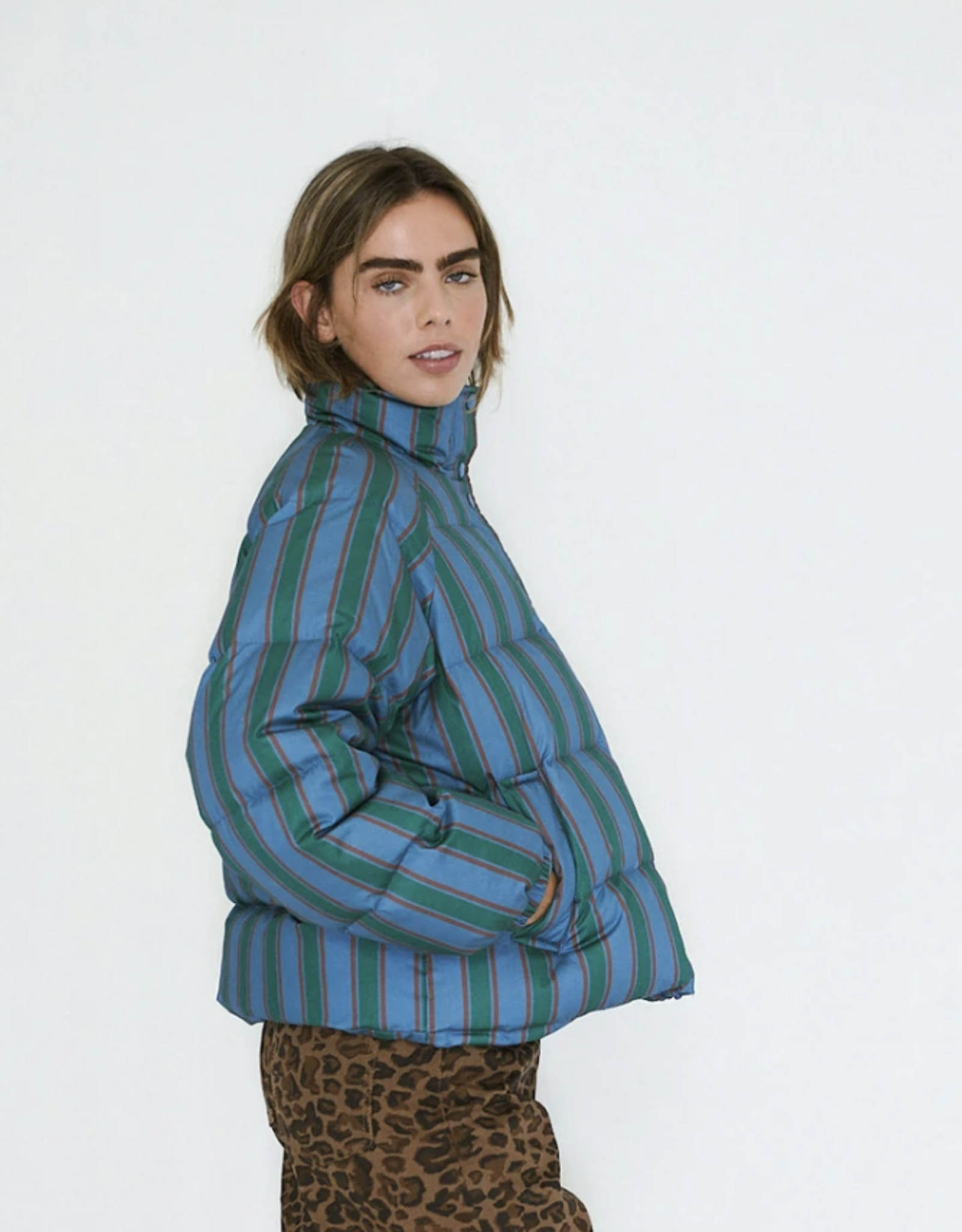 The Tiny Big Sister Jacket 'Striped Short' - Stone - The Tiny Big Sister