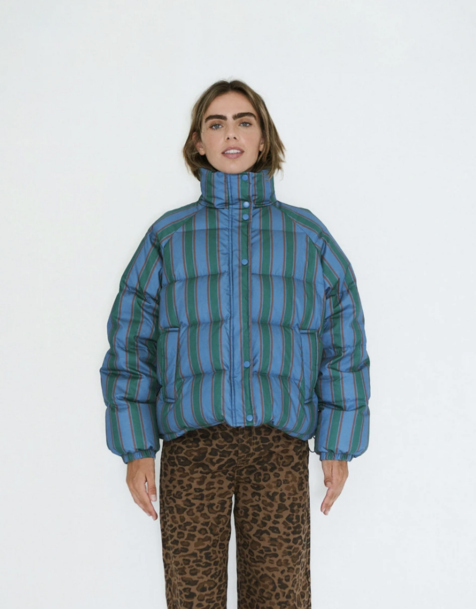 The Tiny Big Sister Jacket 'Striped Short' - Stone - The Tiny Big Sister