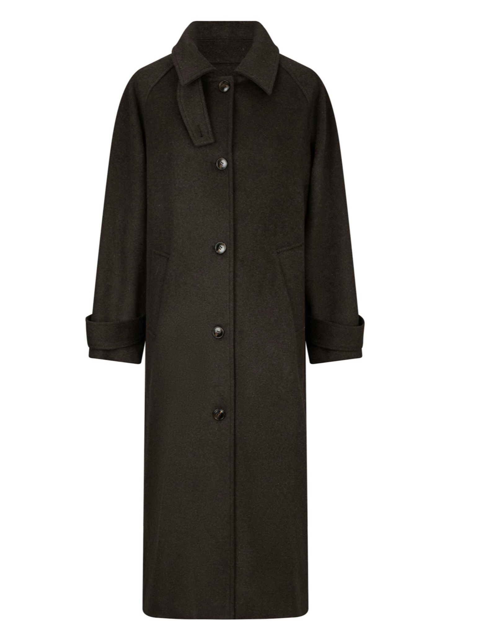 Mantel Wol 'Keaton' - Chocolate Brown - Neo Noir