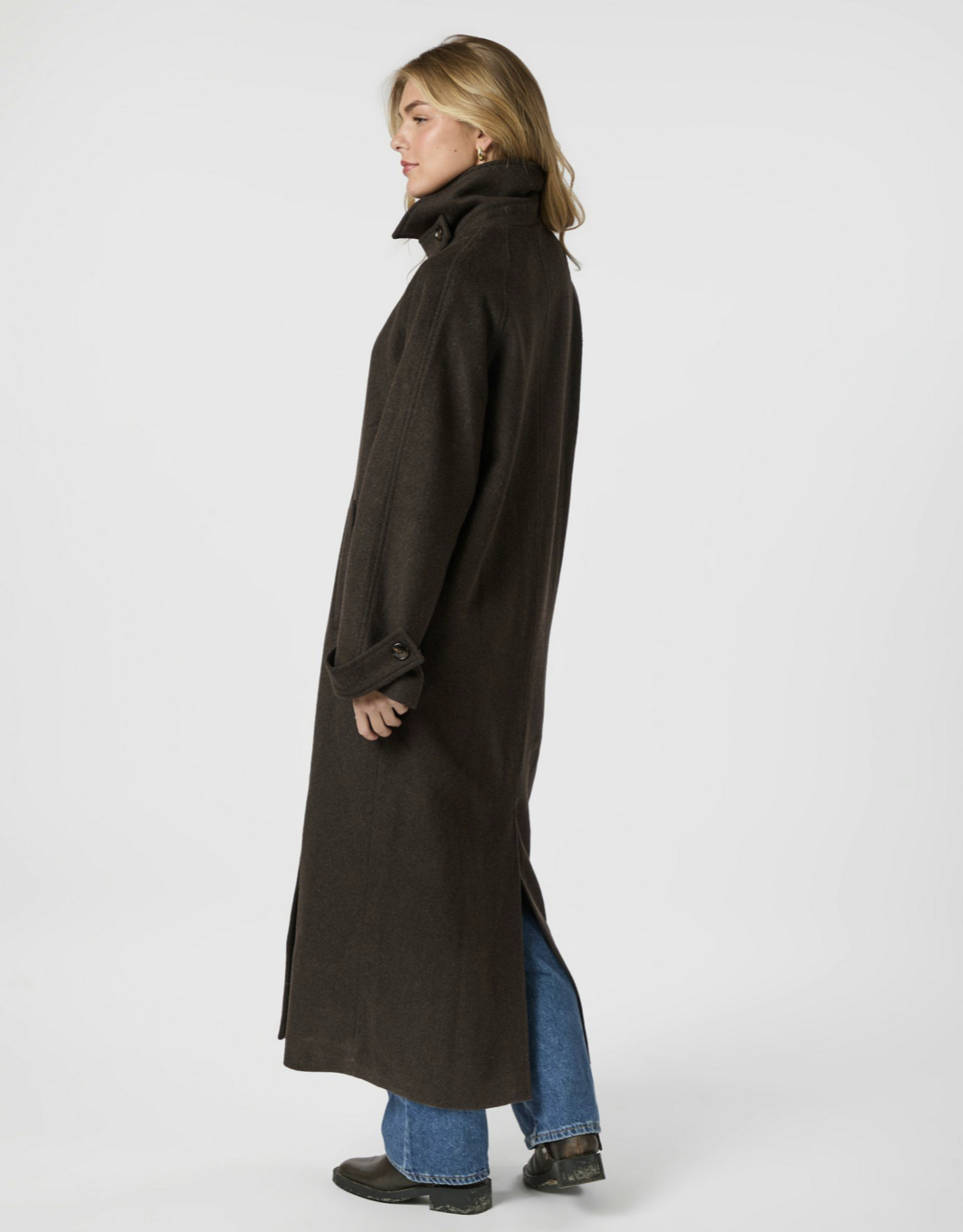 Mantel Wol 'Keaton' - Chocolate Brown - Neo Noir