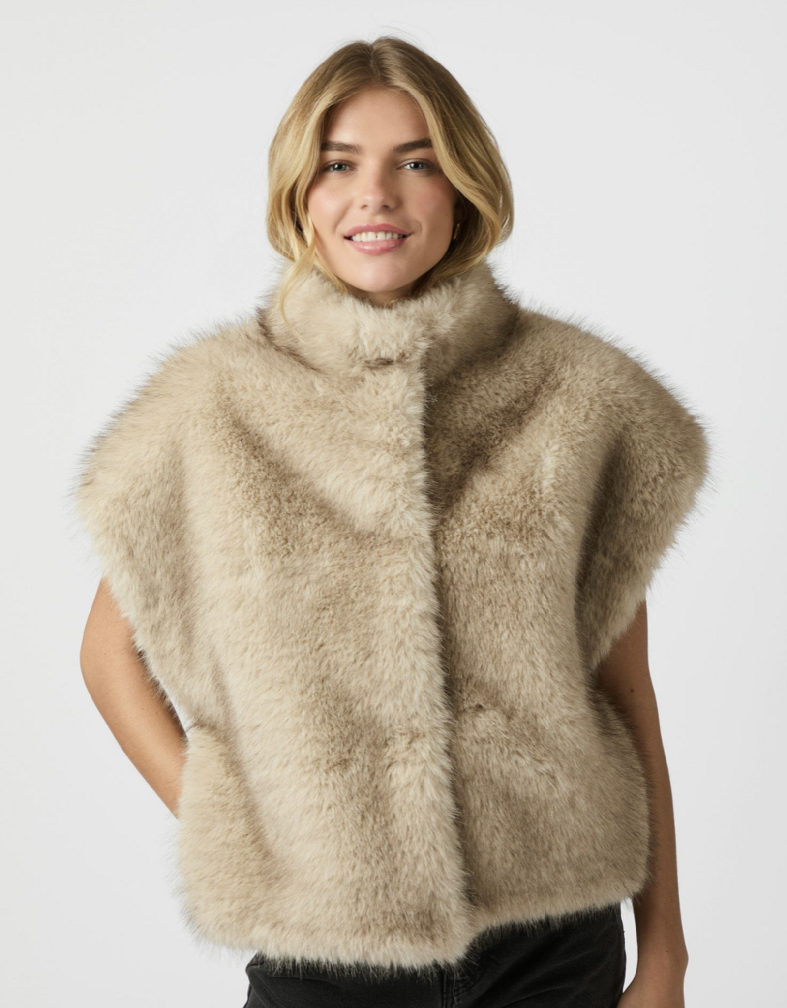 Waistcoat Faux Fur 'Kevini' - Beige - Neo Noir
