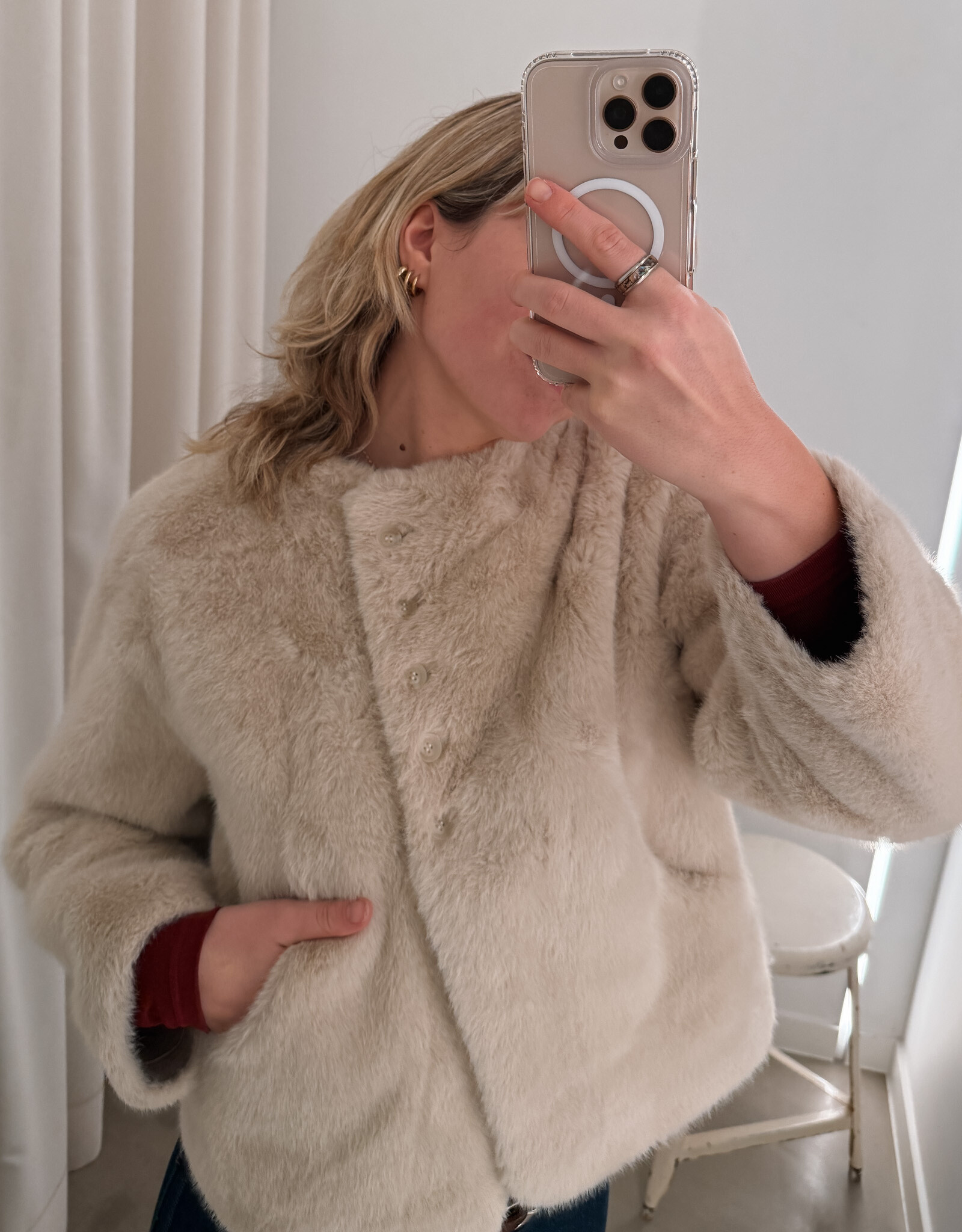 Orfeo - LMK Jas Met Sjaal 'Sissi' - Beige - Orfeo