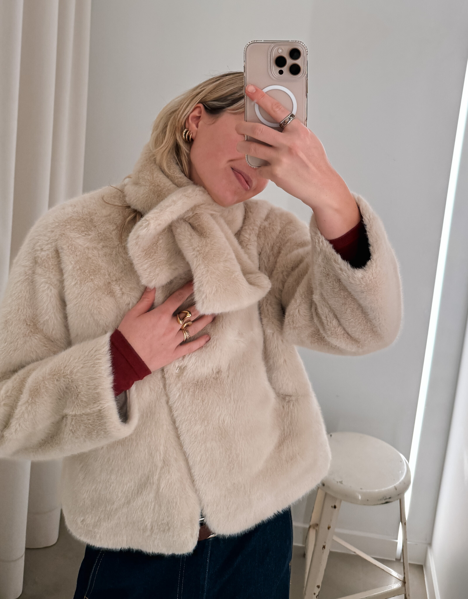 Orfeo - LMK Jas Met Sjaal 'Sissi' - Beige - Orfeo