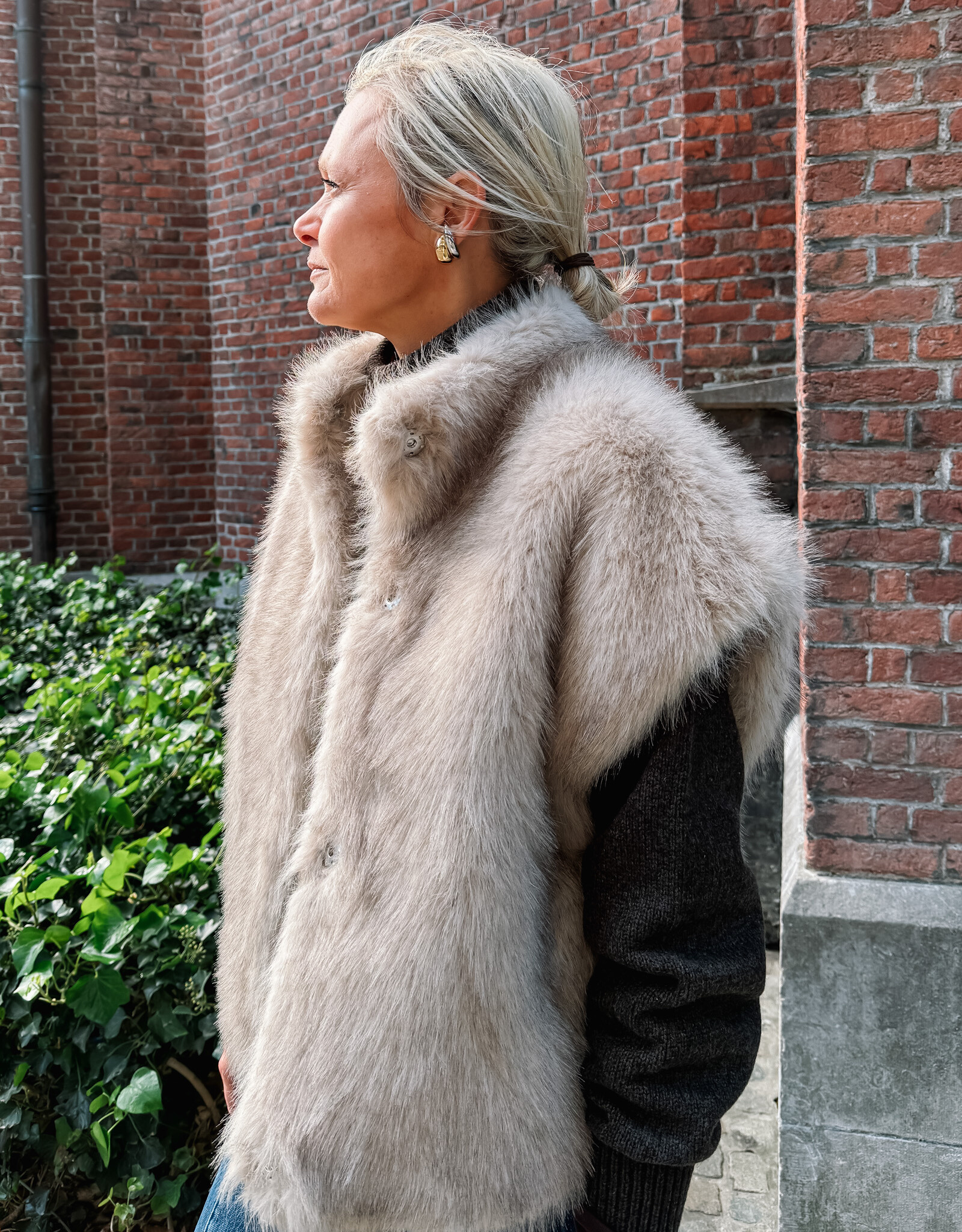 Waistcoat Faux Fur 'Kevini' - Beige - Neo Noir