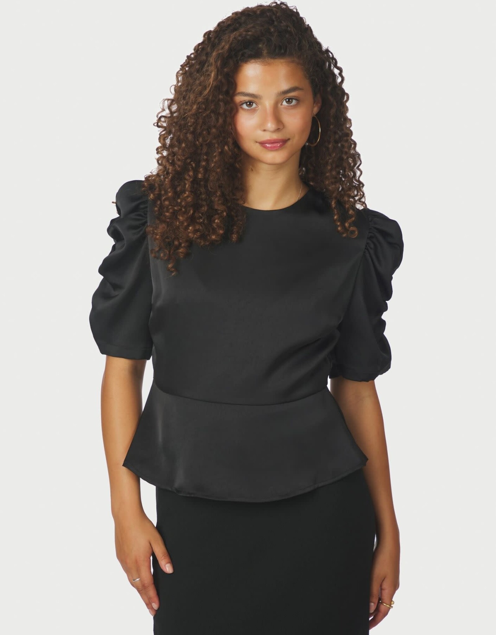 Blouse Heavy Sateen 'Benua'  - Black -  Neo Noir