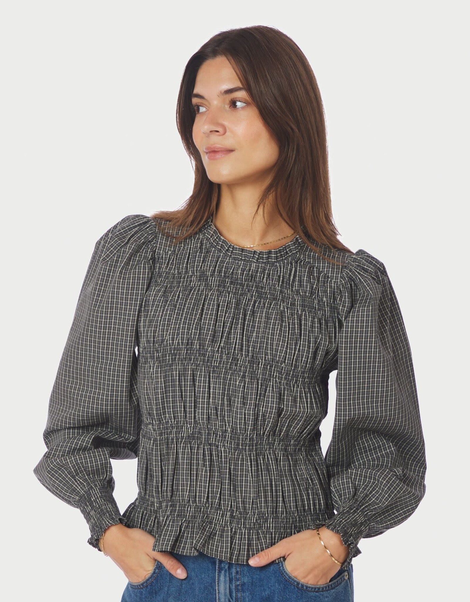 Blouse Check 'Marcia' - Antracit - Neo Noir