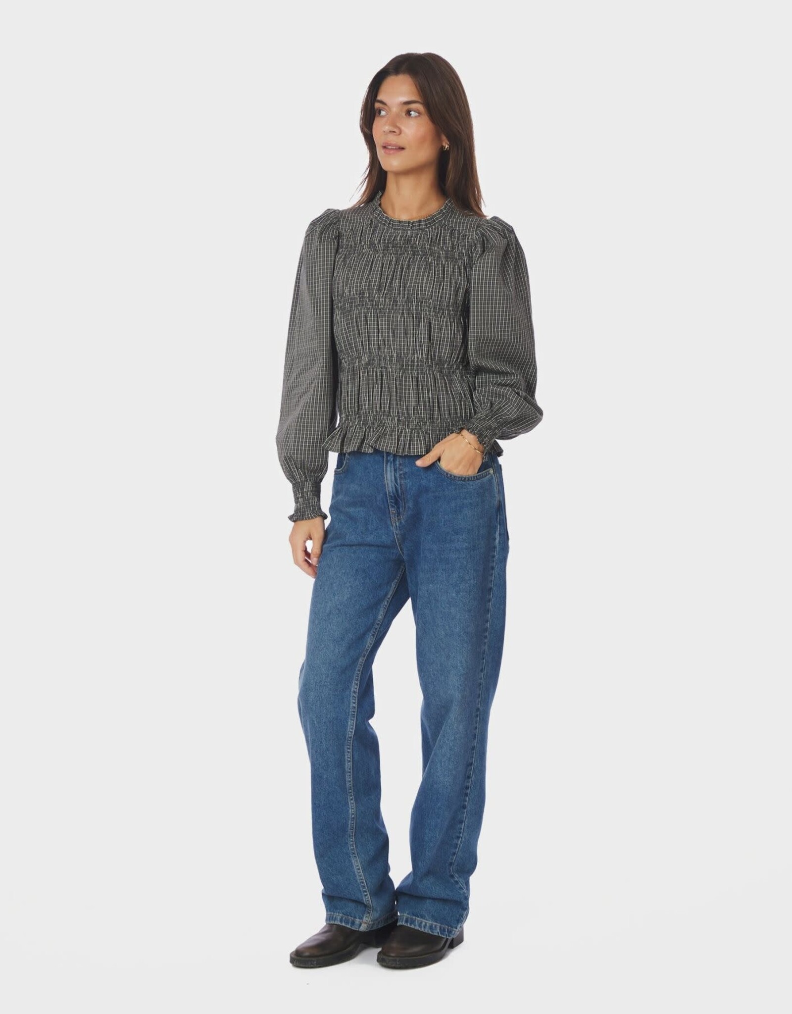 Blouse Check 'Marcia' - Antracit - Neo Noir