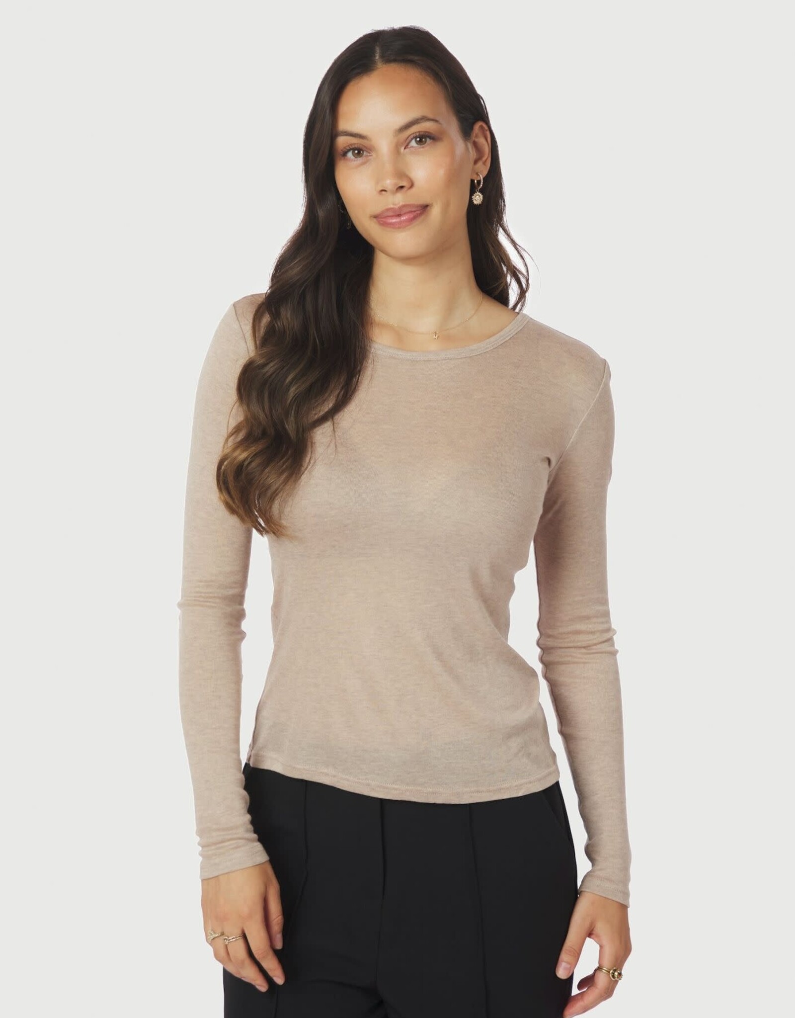 Top Lange Mouw 'Nella' - Beige Melange - Neo Noir