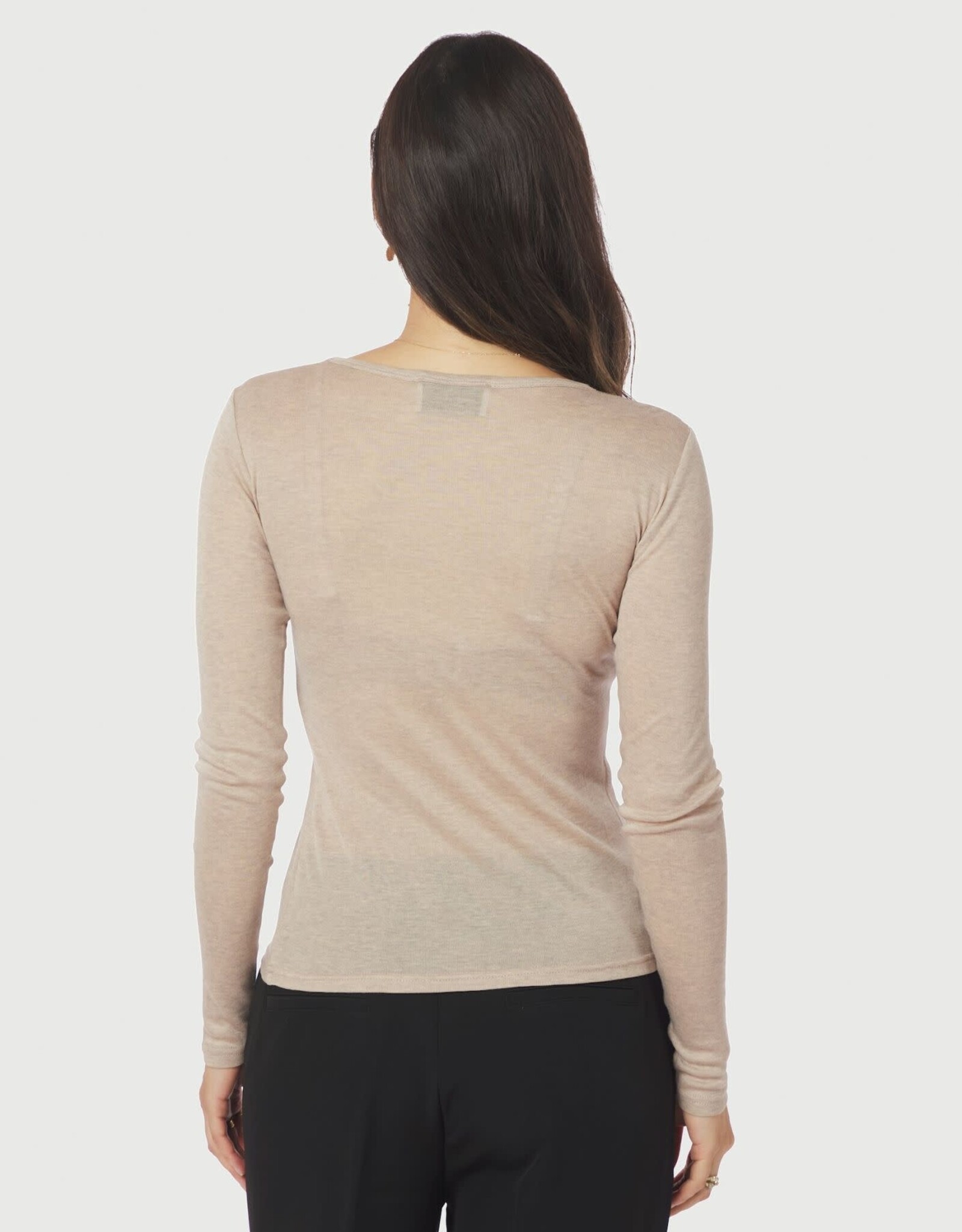 Top Lange Mouw 'Nella' - Beige Melange - Neo Noir
