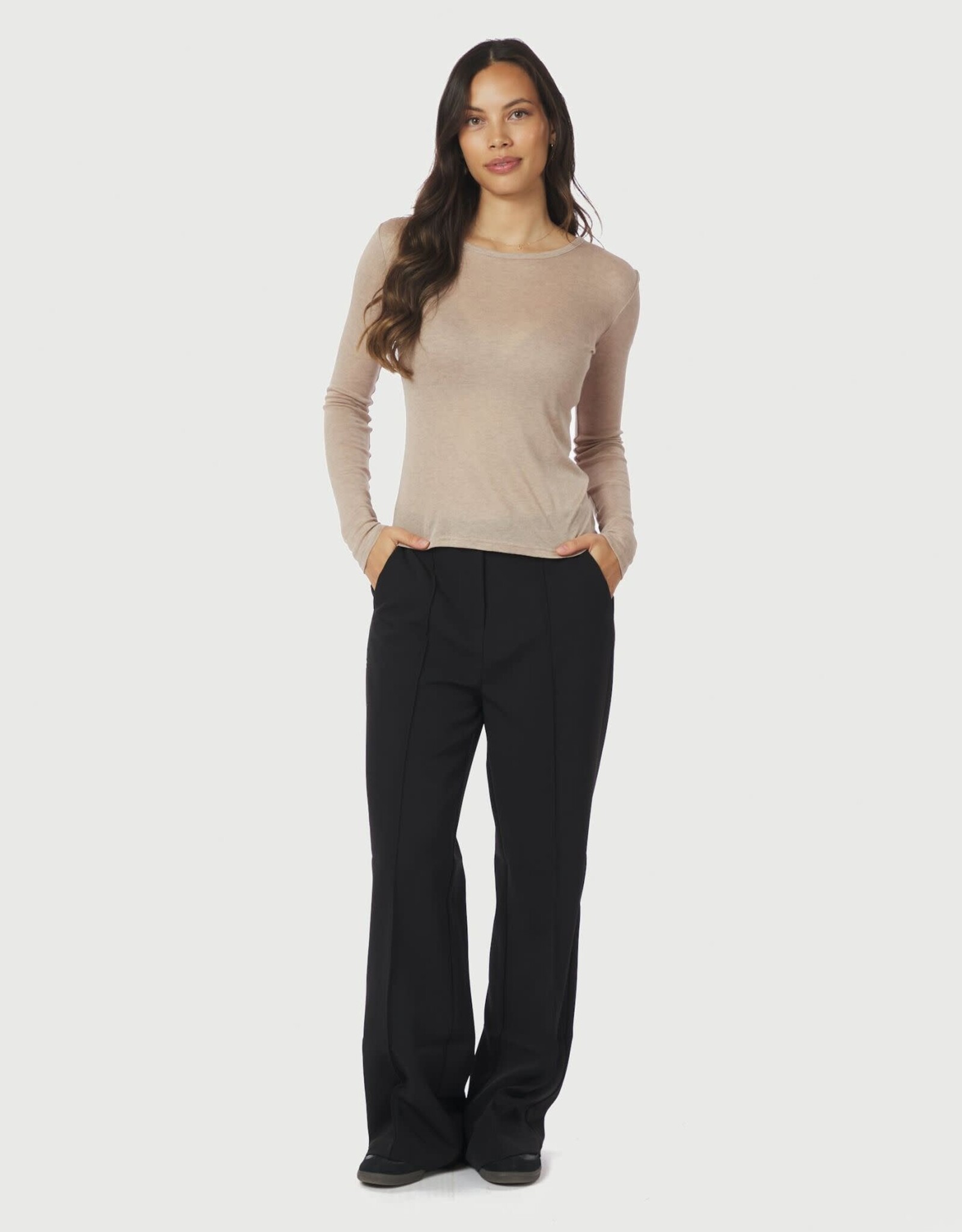 Top Lange Mouw 'Nella' - Beige Melange - Neo Noir