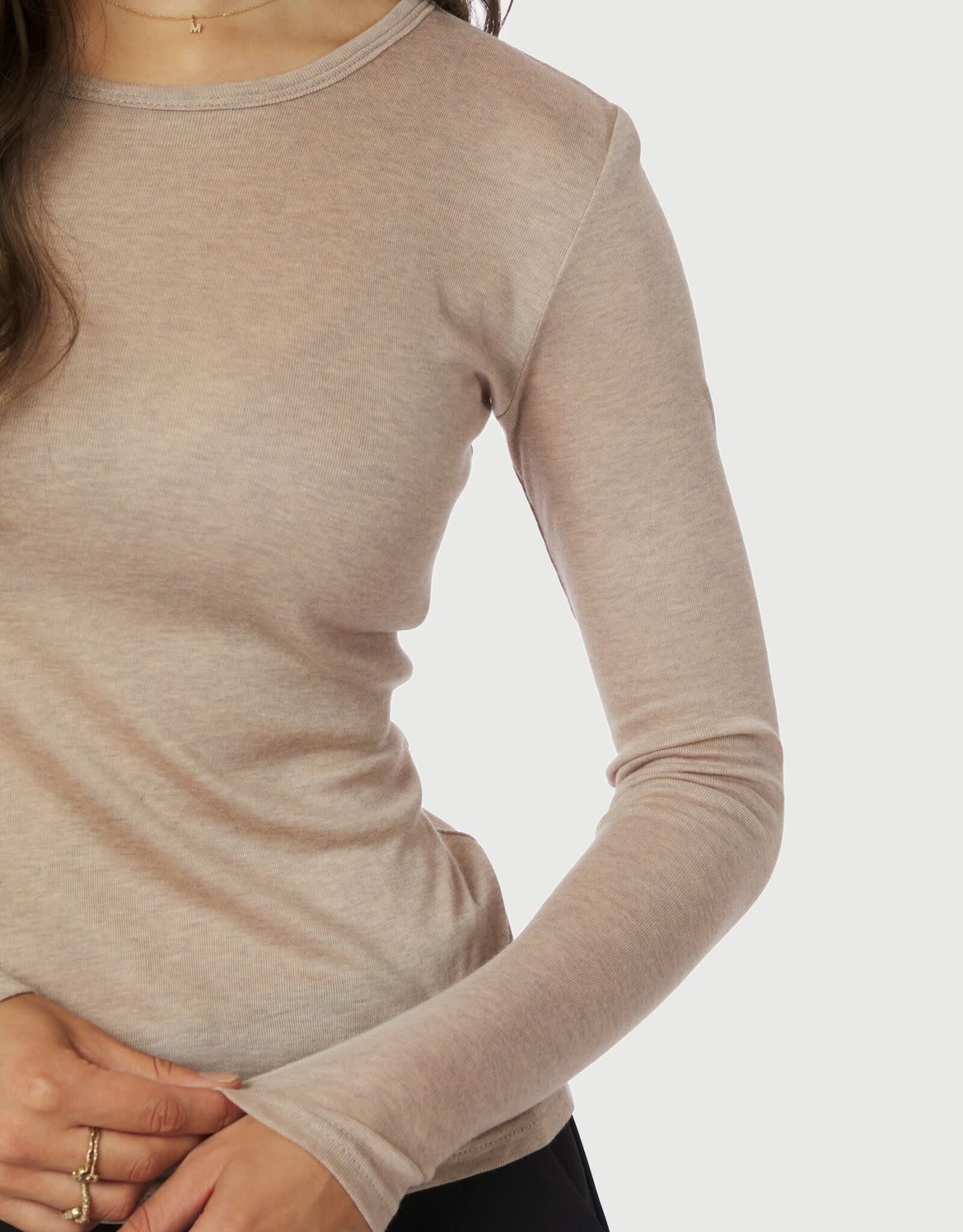 Top Lange Mouw 'Nella' - Beige Melange - Neo Noir