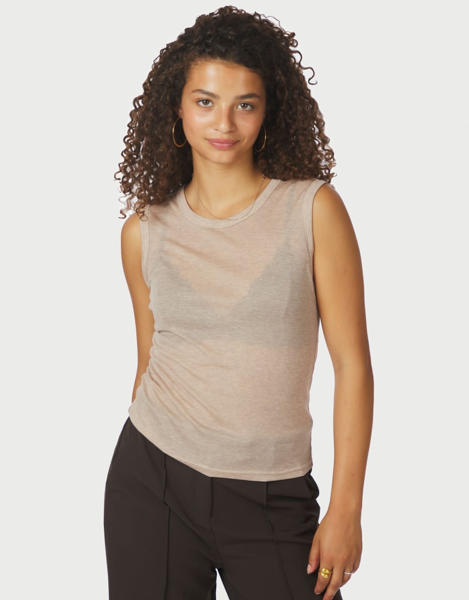 Top Fine Rib 'Nimbi' - Beige Melange - Neo Noir