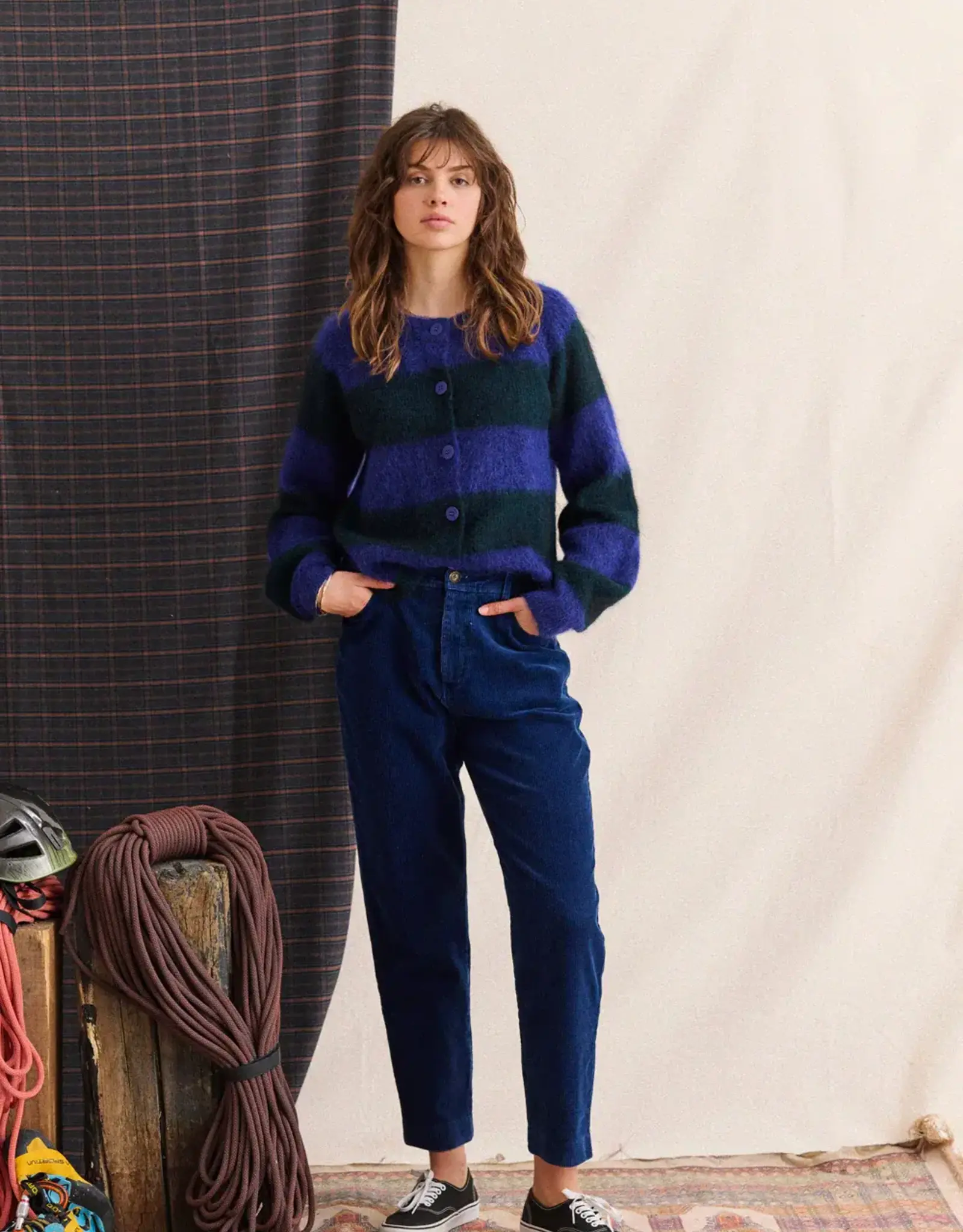 Laure+Max Cardigan 'Lipa' - Vert Raye Bleu - Laure+Max