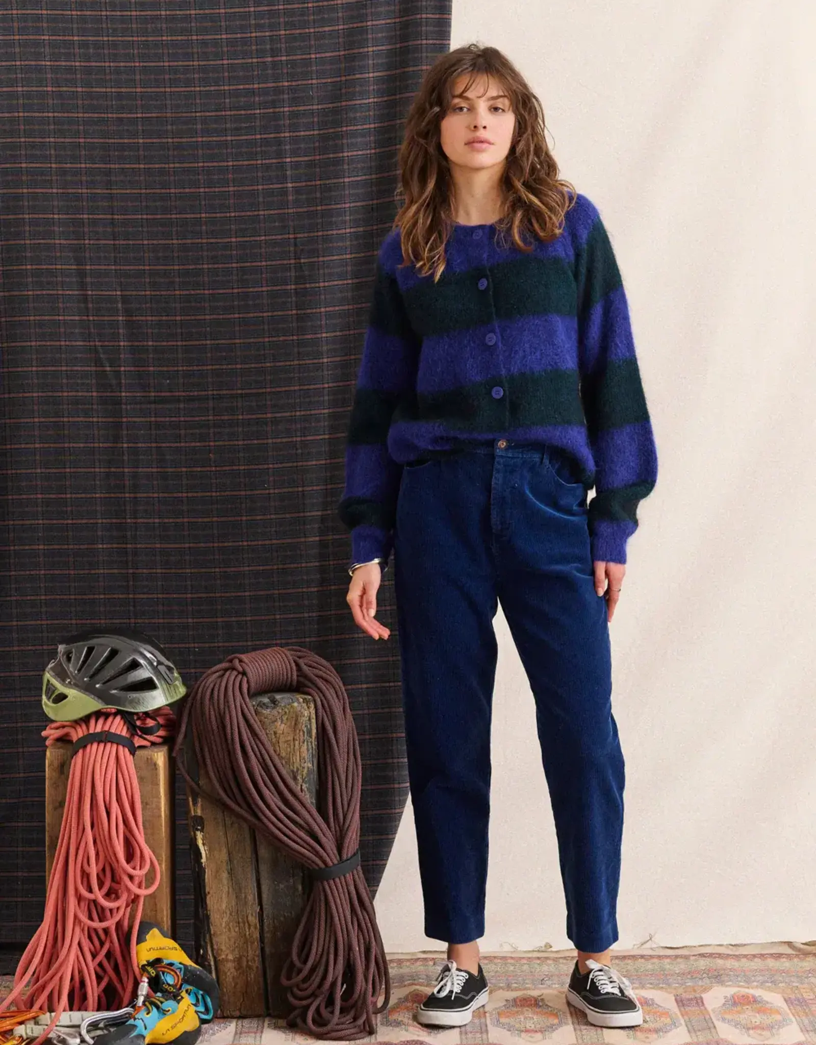 Laure+Max Cardigan 'Lipa' - Vert Raye Bleu - Laure+Max