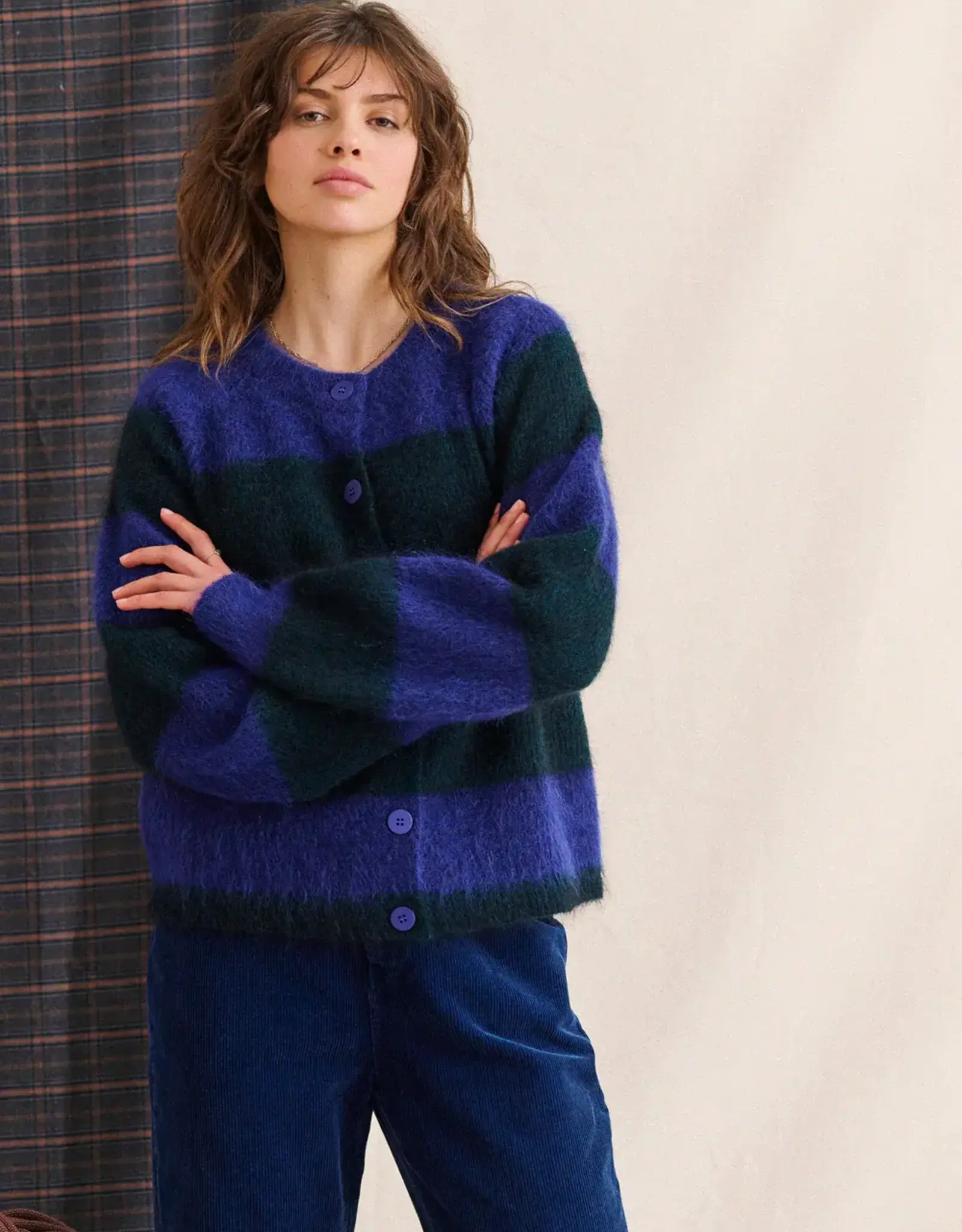 Laure+Max Cardigan 'Lipa' - Vert Raye Bleu - Laure+Max