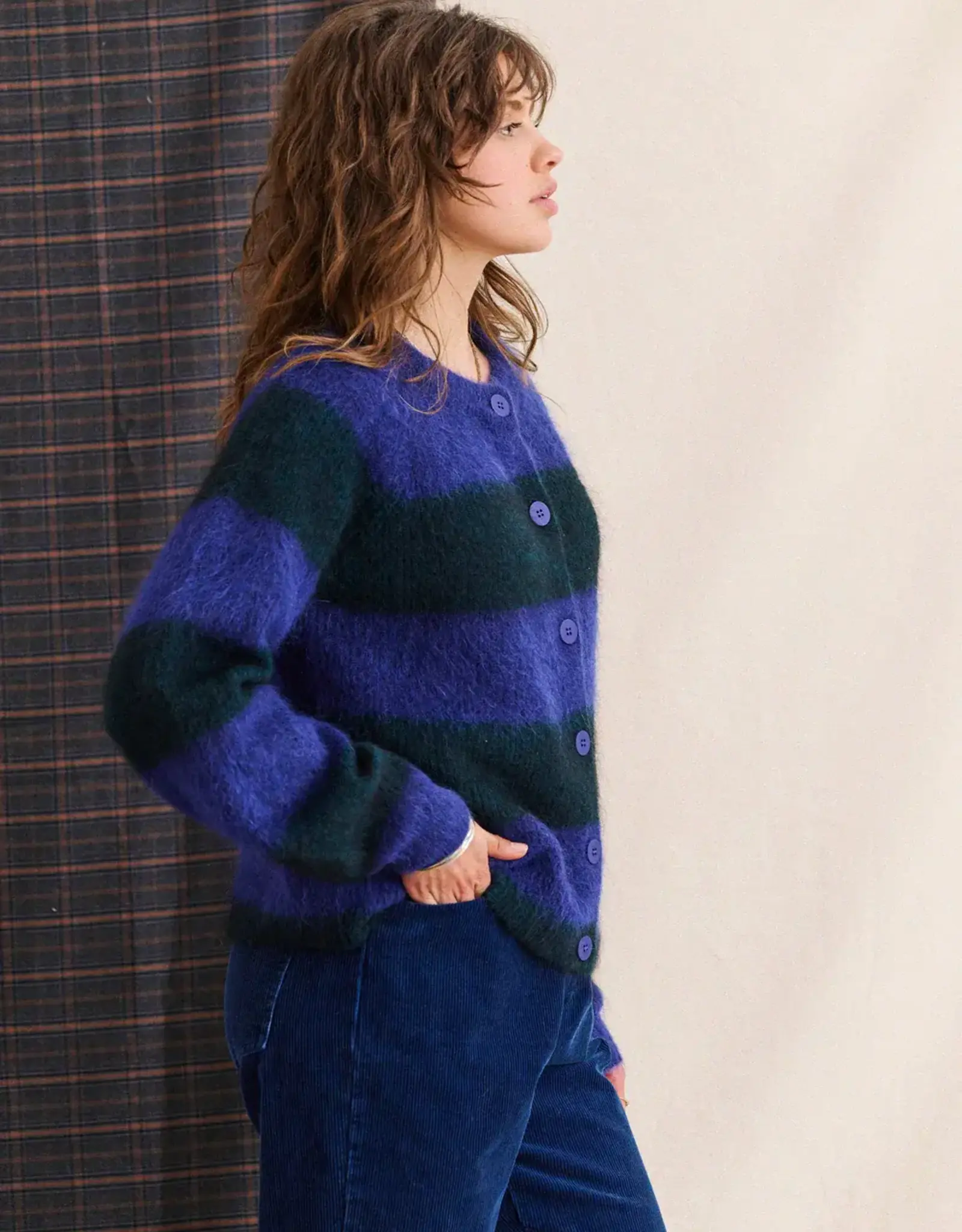 Laure+Max Cardigan 'Lipa' - Vert Raye Bleu - Laure+Max