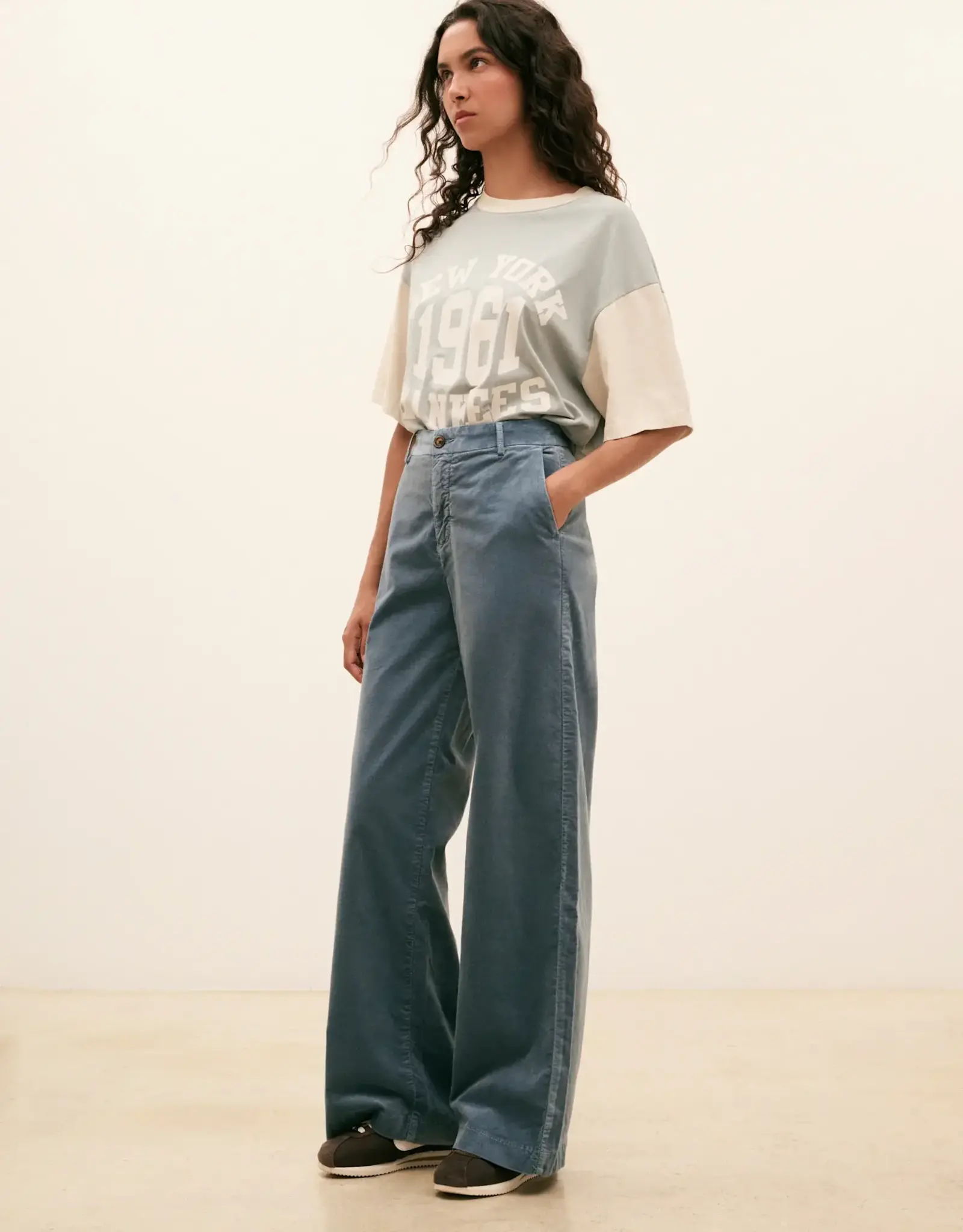 Hod Paris Broek Velours Droite 'Pacifie' - Sky - Hod Paris