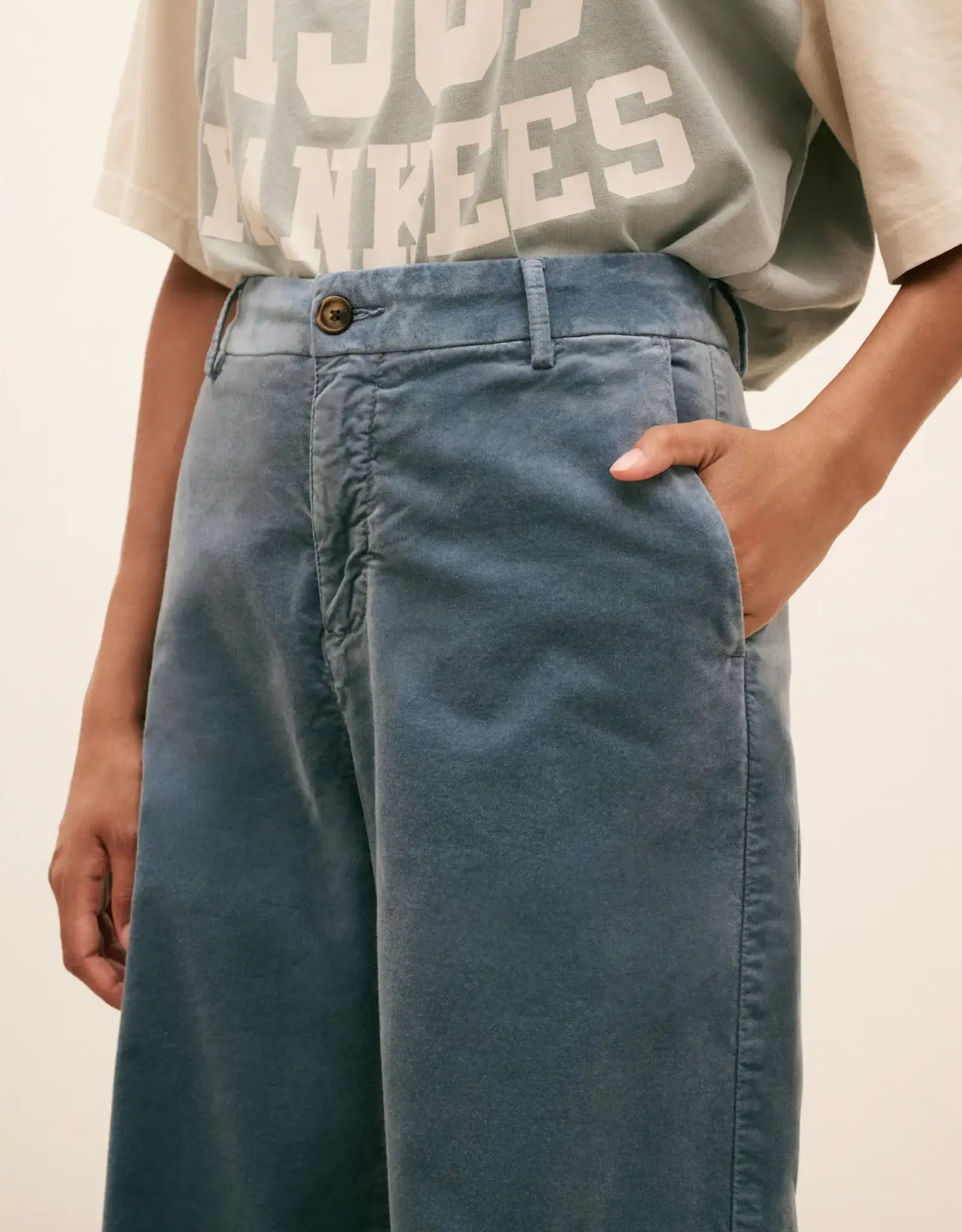 Hod Paris Broek Velours Droite 'Pacifie' - Sky - Hod Paris