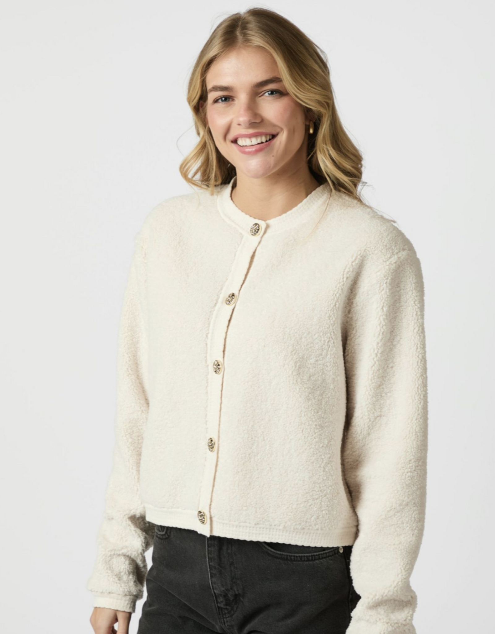 Cardigan Fluffy  'Limo' - Creme - Neo Noir