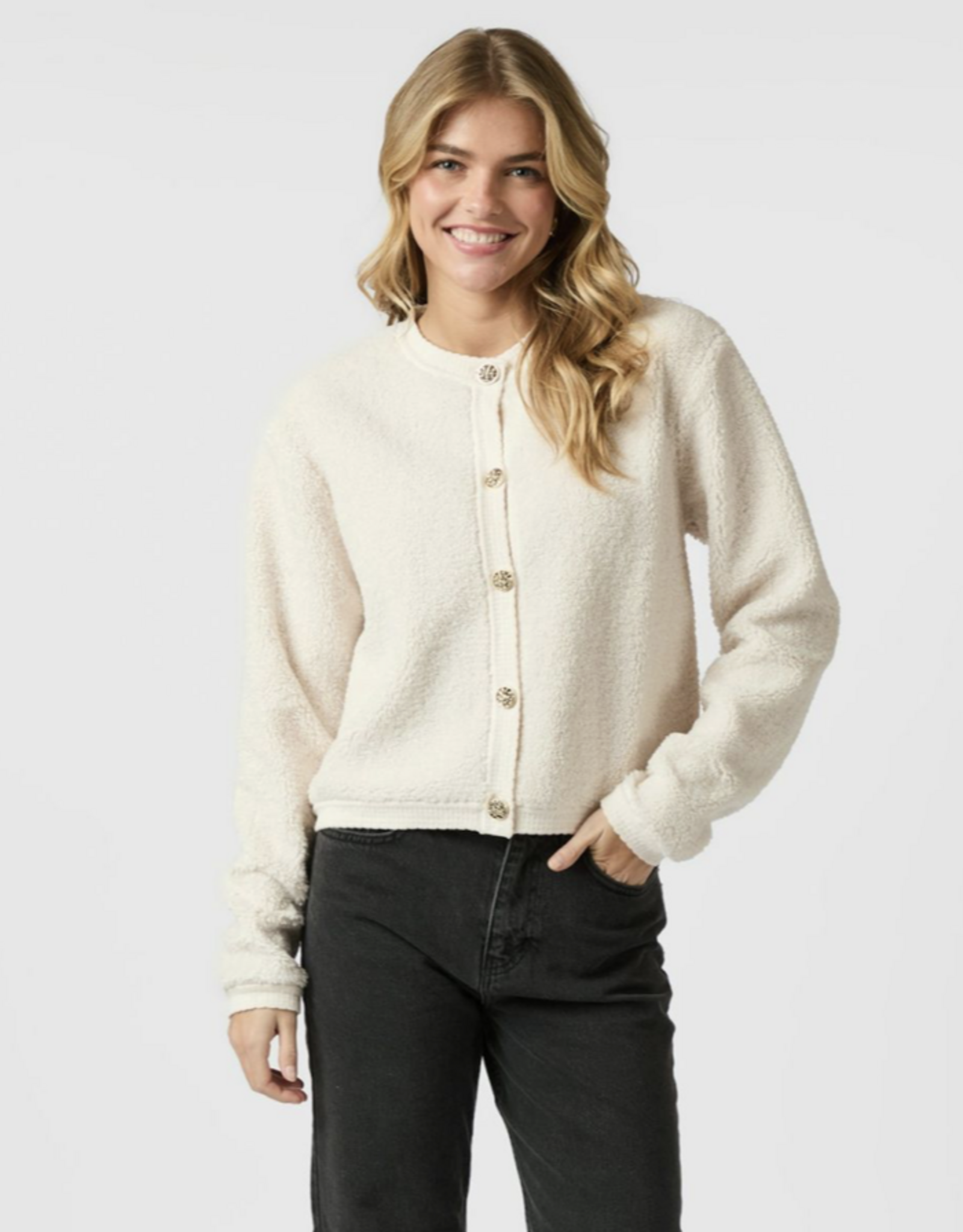 Cardigan Fluffy  'Limo' - Creme - Neo Noir