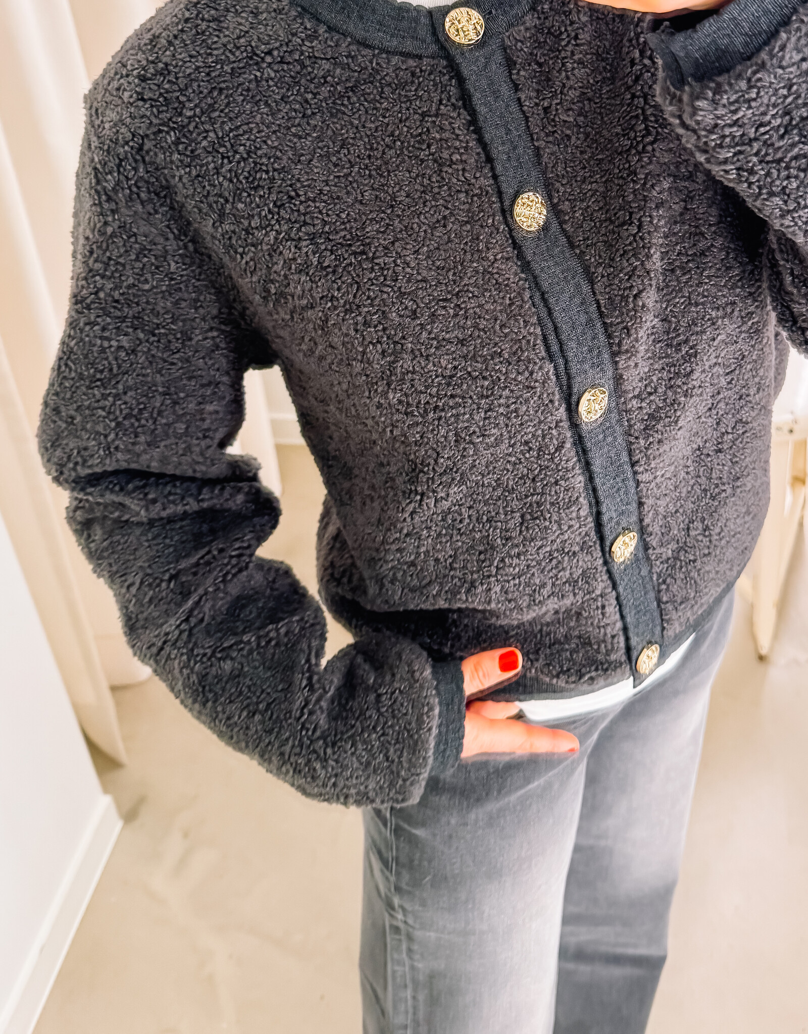 Cardigan Fluffy  'Limo' - Antracit - Neo Noir