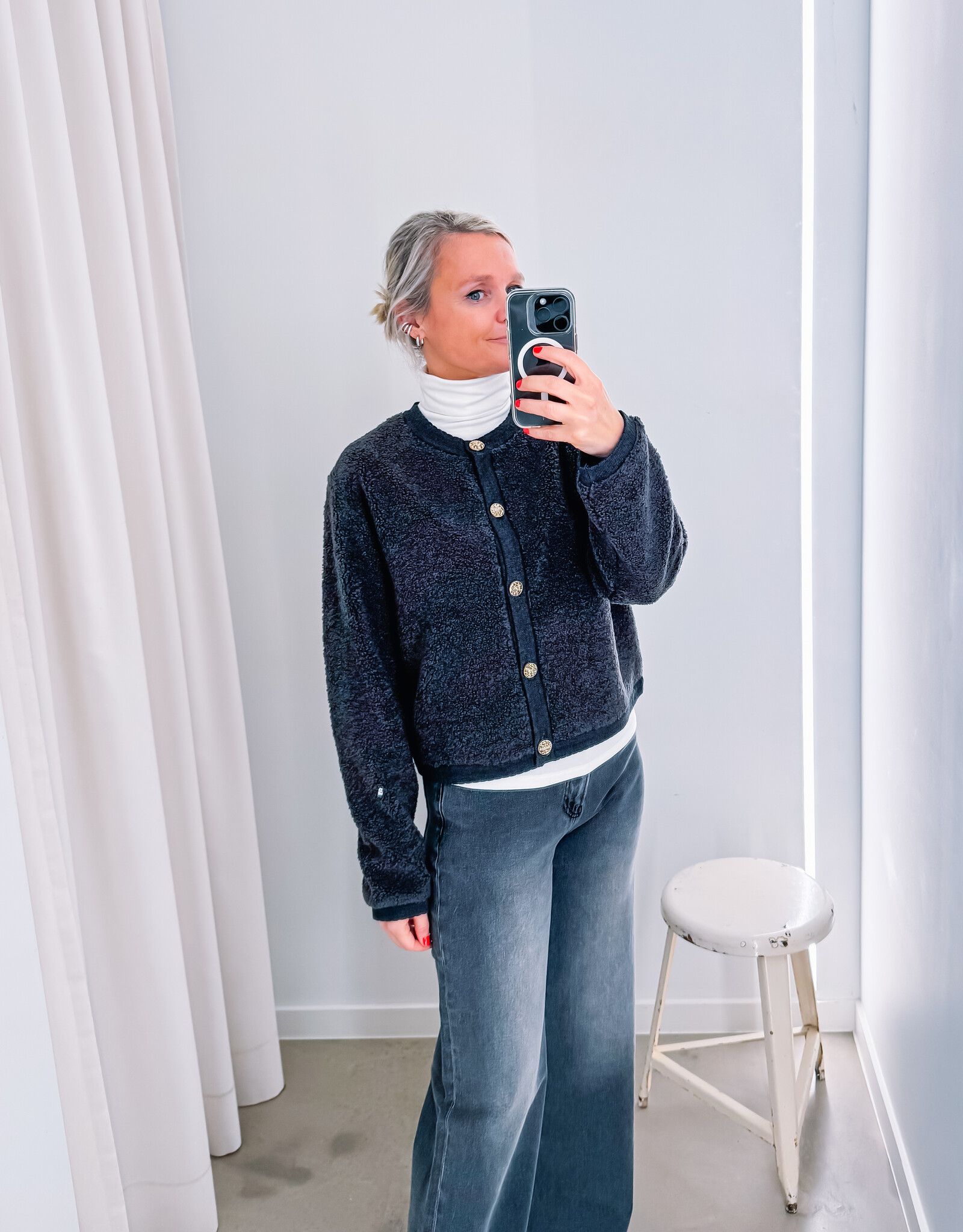 Cardigan Fluffy  'Limo' - Antracit - Neo Noir