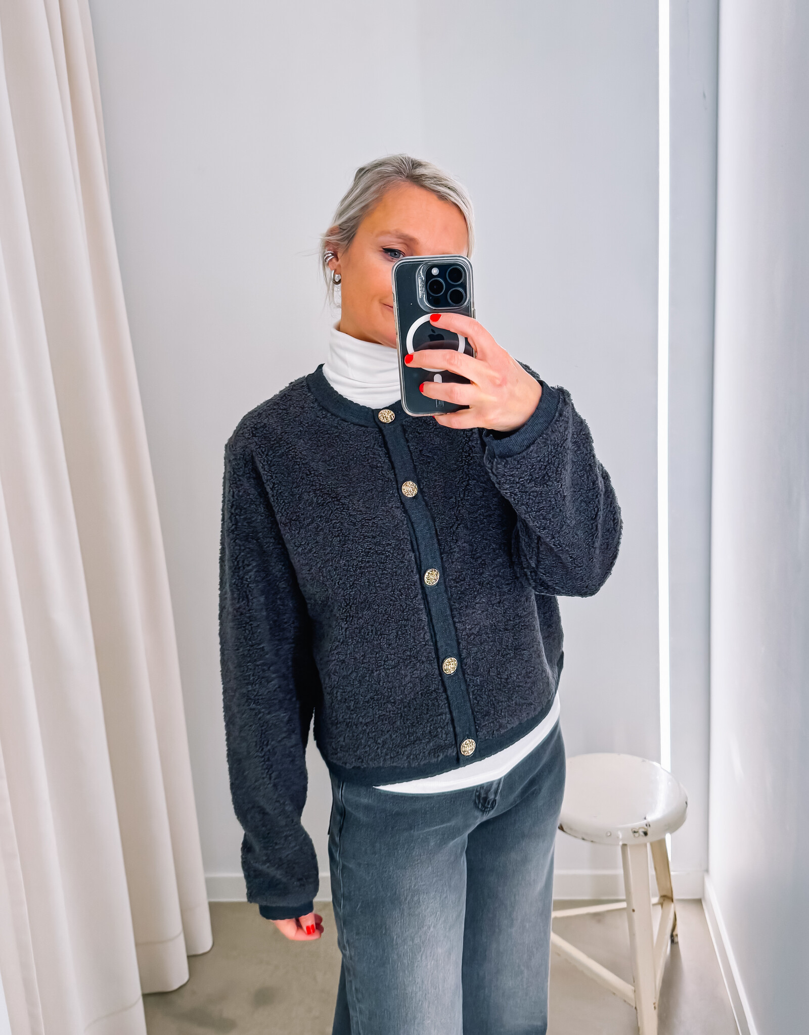 Cardigan Fluffy  'Limo' - Antracit - Neo Noir