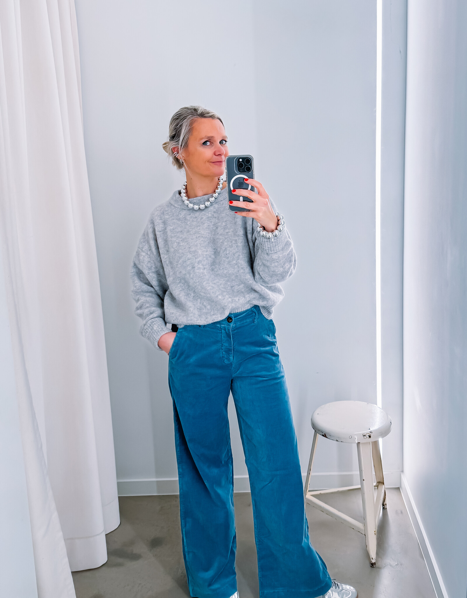 Hod Paris Broek Velours Droite 'Pacifie' - Sky - Hod Paris