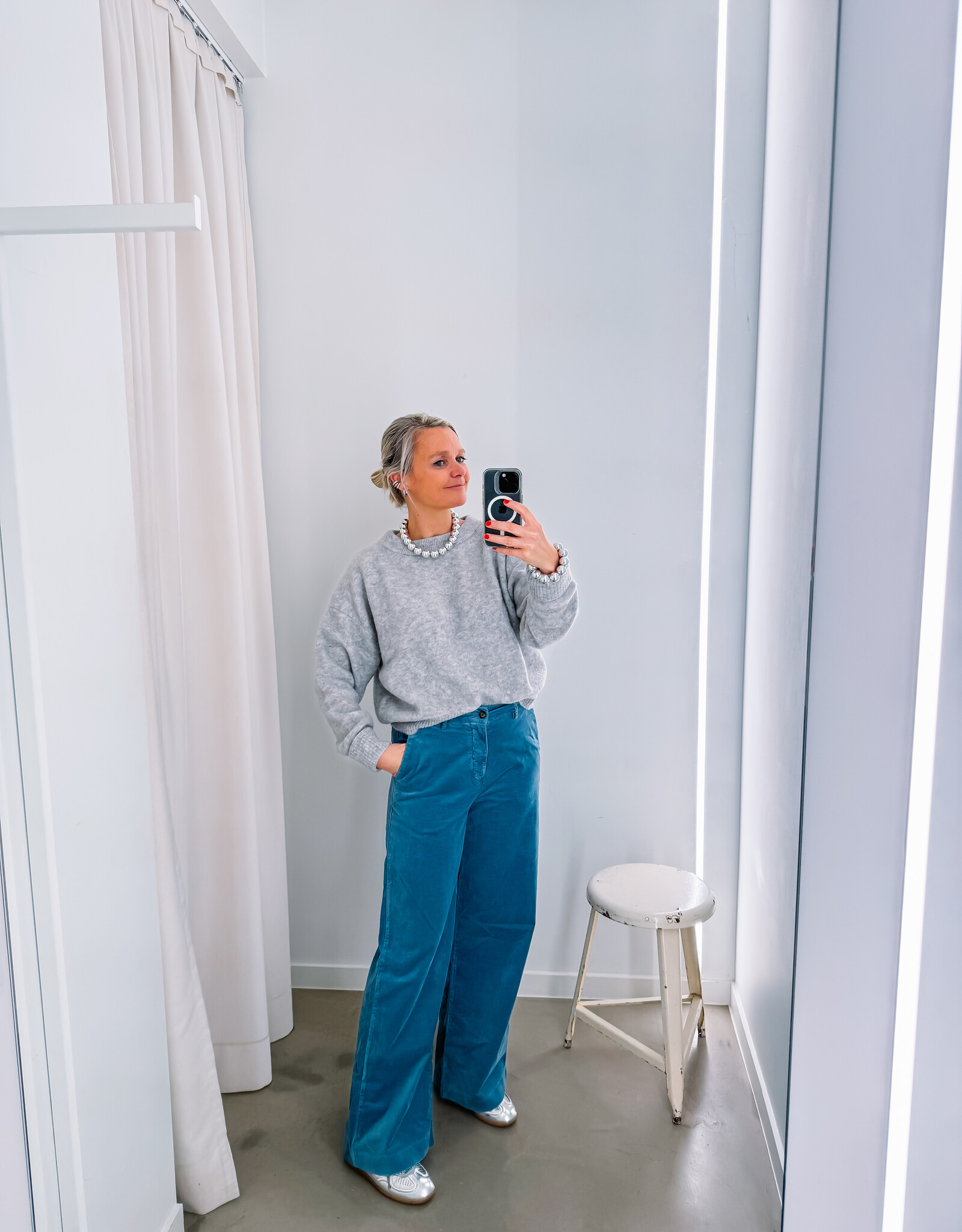 Hod Paris Broek Velours Droite 'Pacifie' - Sky - Hod Paris