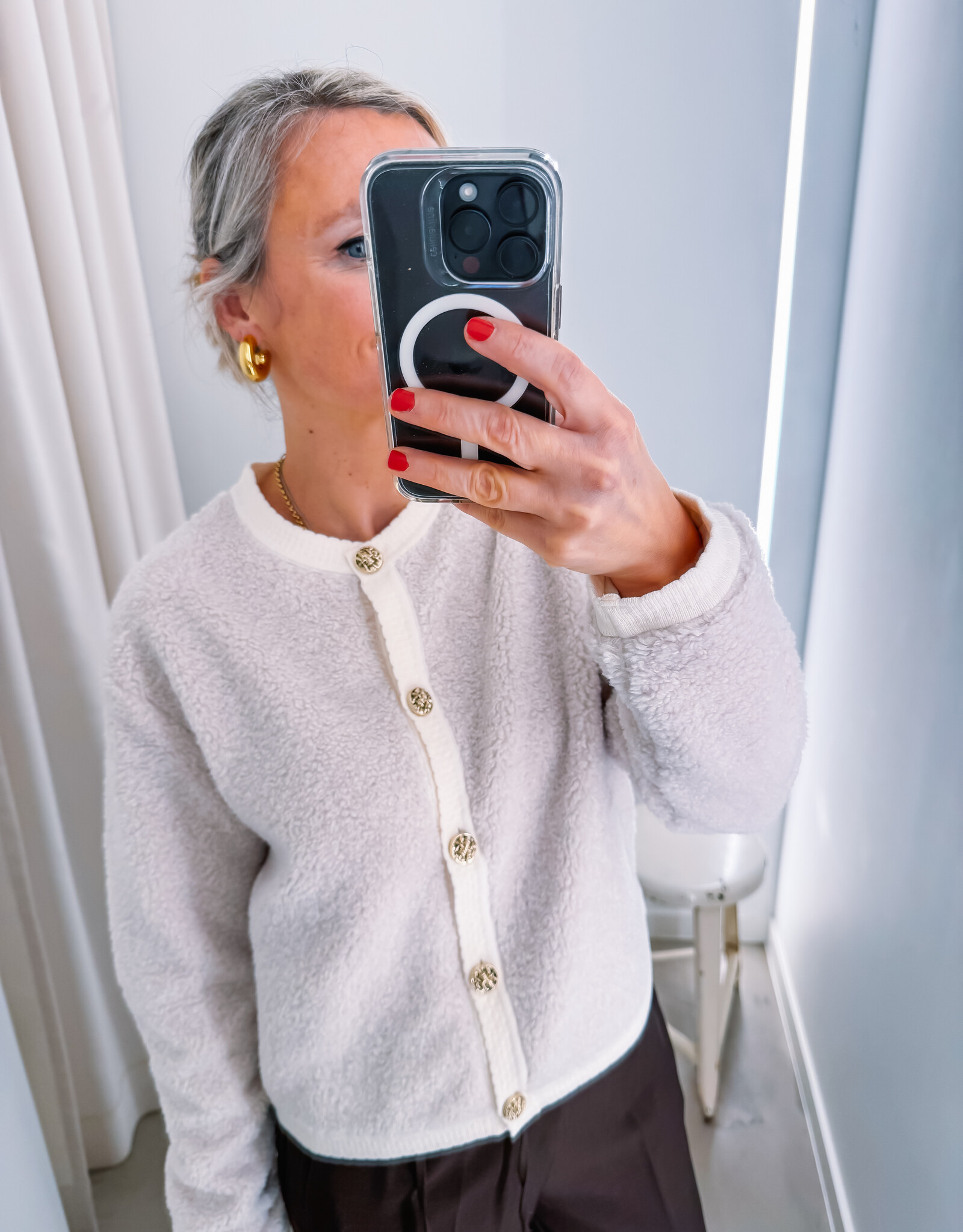 Cardigan Fluffy  'Limo' - Creme - Neo Noir