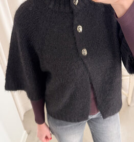 Cardigan Korte Mouw 'Benuta' - Dark Brown - Neo Noir