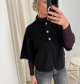 Cardigan Korte Mouw 'Benuta' - Dark Brown - Neo Noir