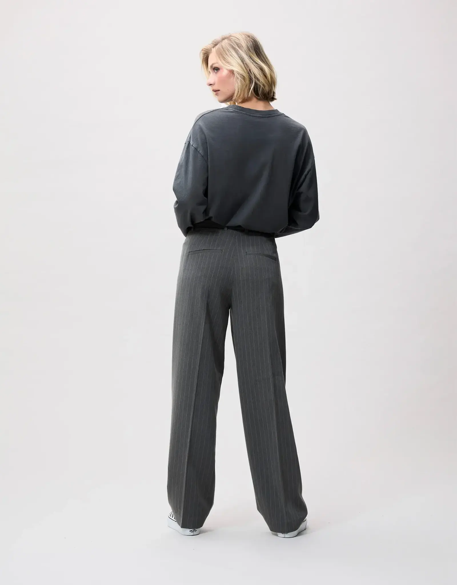 Catwalk Junkie Broek 'Pinstripe' -  Grey Melange - Catwalk Junkie