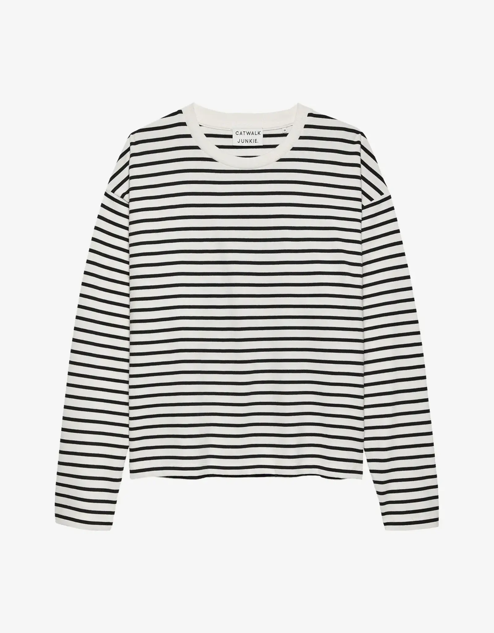Catwalk Junkie T-Shirt Lange Mouw 'Relaxed Stripe' - Off White - Catwalk Junkie