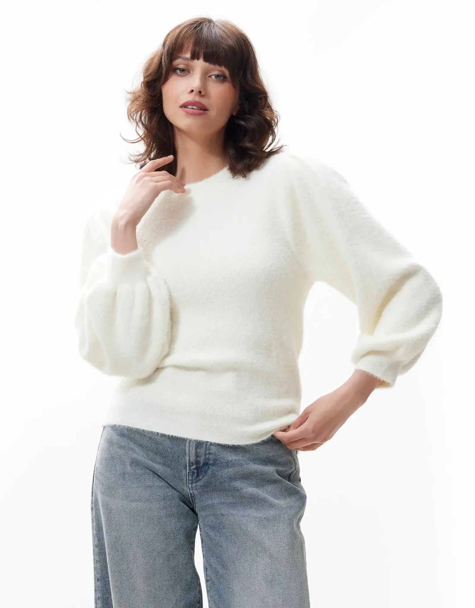 Catwalk Junkie Pull Puff Sleeve 'Fuzzy' - Off White - Catwalk Junkie