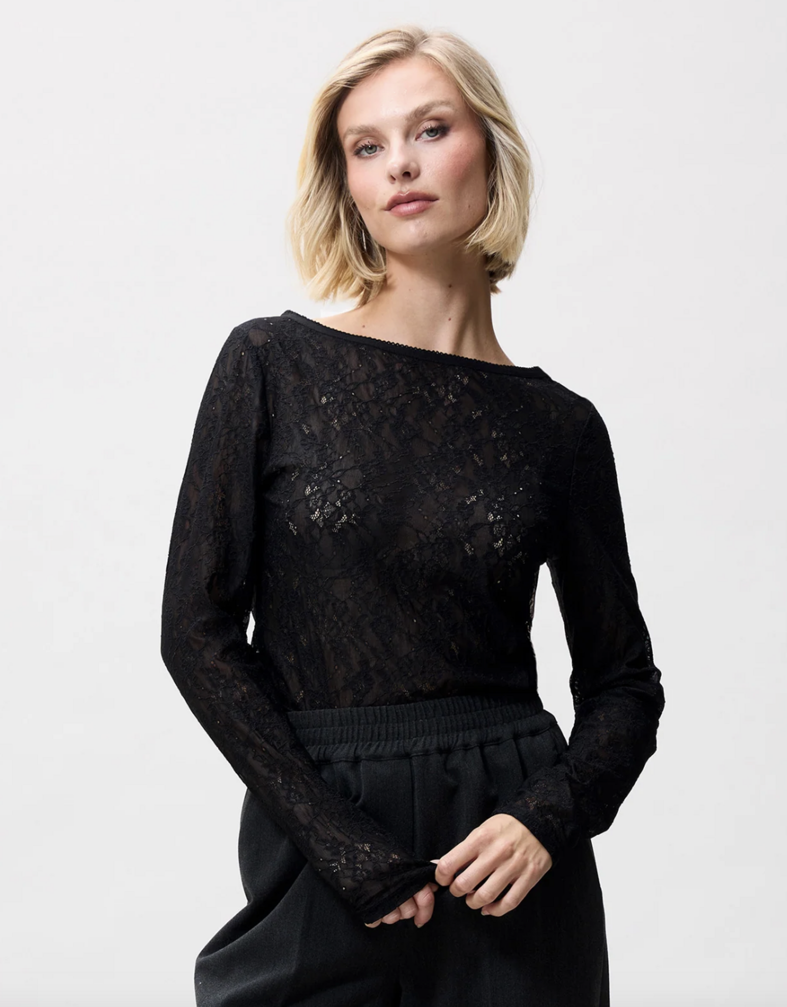 Catwalk Junkie Top Long Sleeve 'Lace' -  Black - Catwalk Junkie