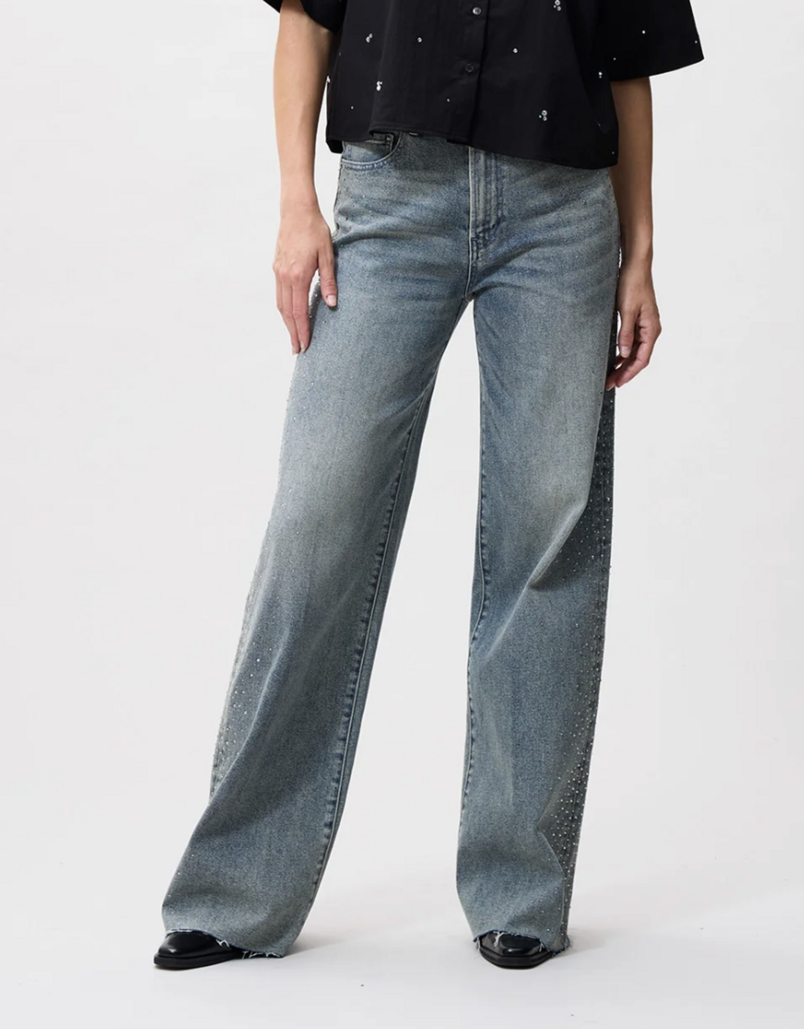 Catwalk Junkie Jeans 'Loose Fit With Strass'  - Tinted Blue - Catwalk Junkie