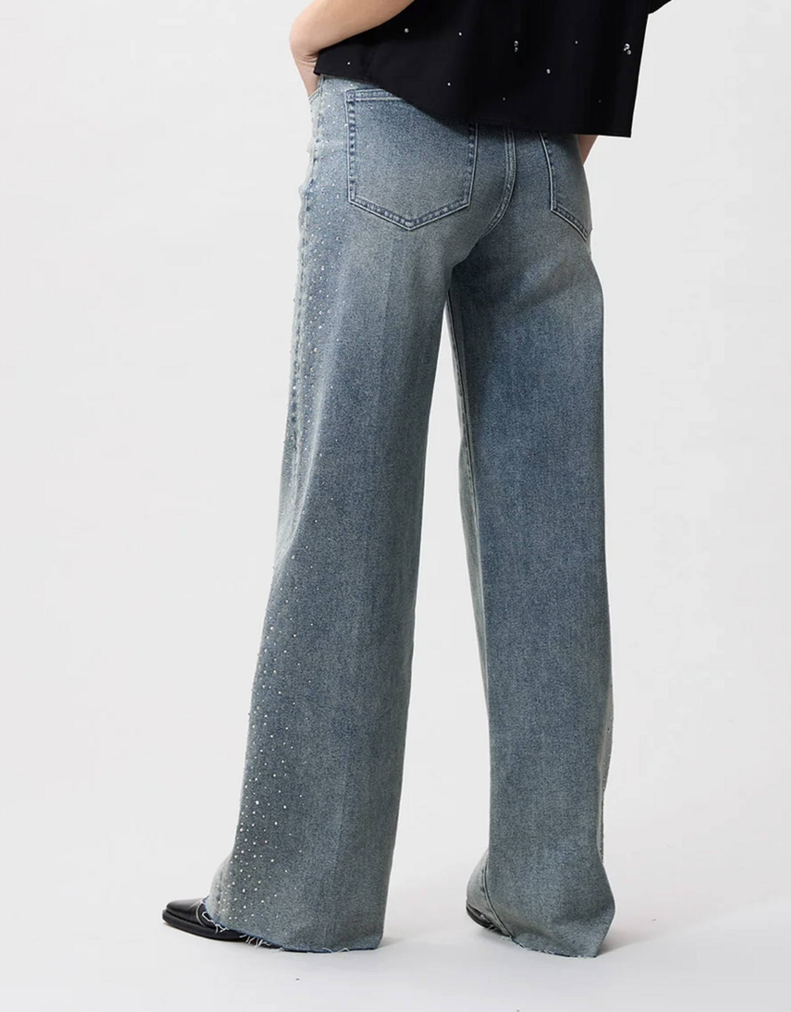 Catwalk Junkie Jeans 'Loose Fit With Strass'  - Tinted Blue - Catwalk Junkie