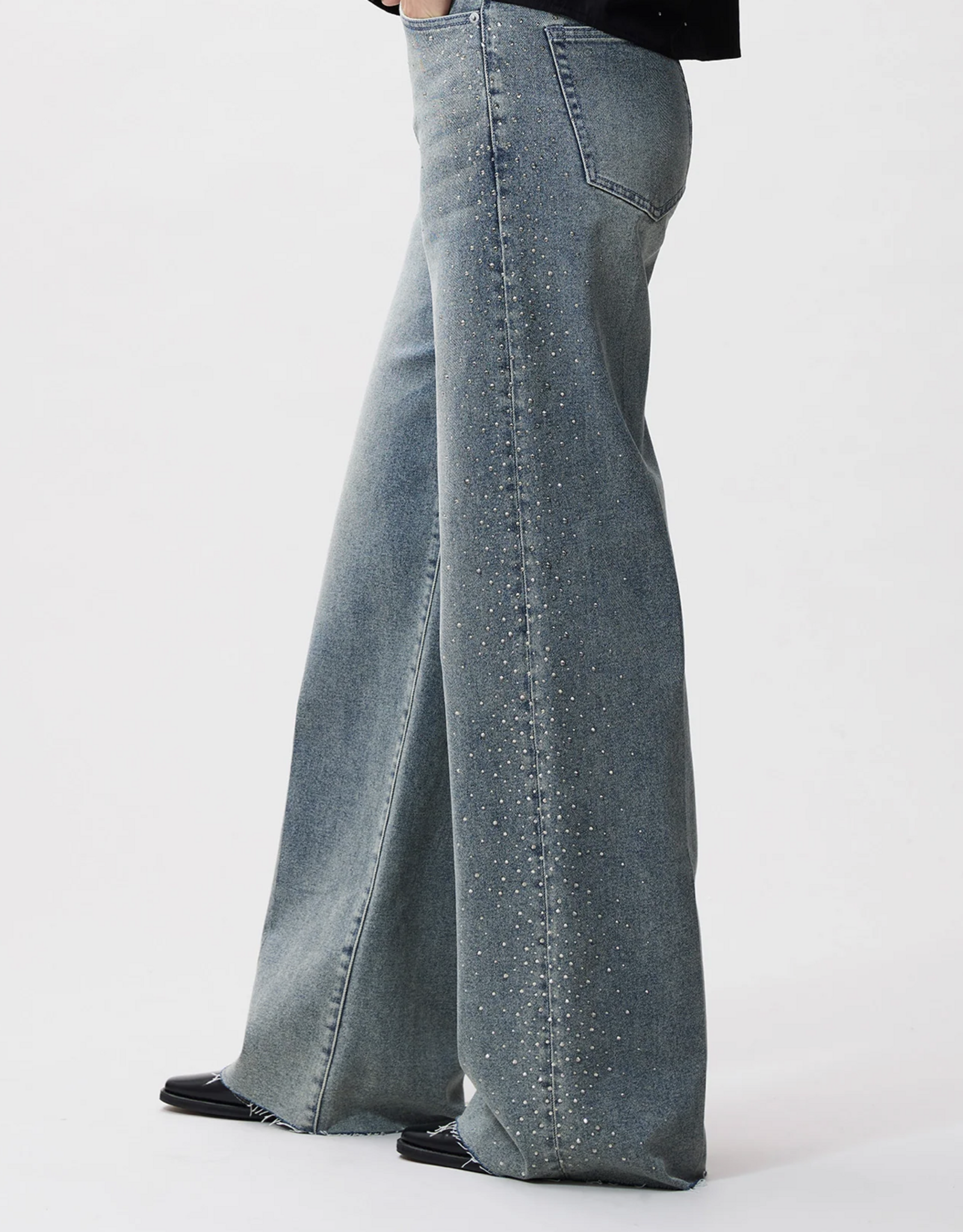 Catwalk Junkie Jeans 'Loose Fit With Strass'  - Tinted Blue - Catwalk Junkie