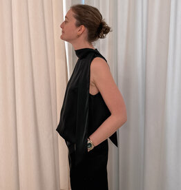 Blouse Drapy Satin 'Veda' - Black - Neo Noir