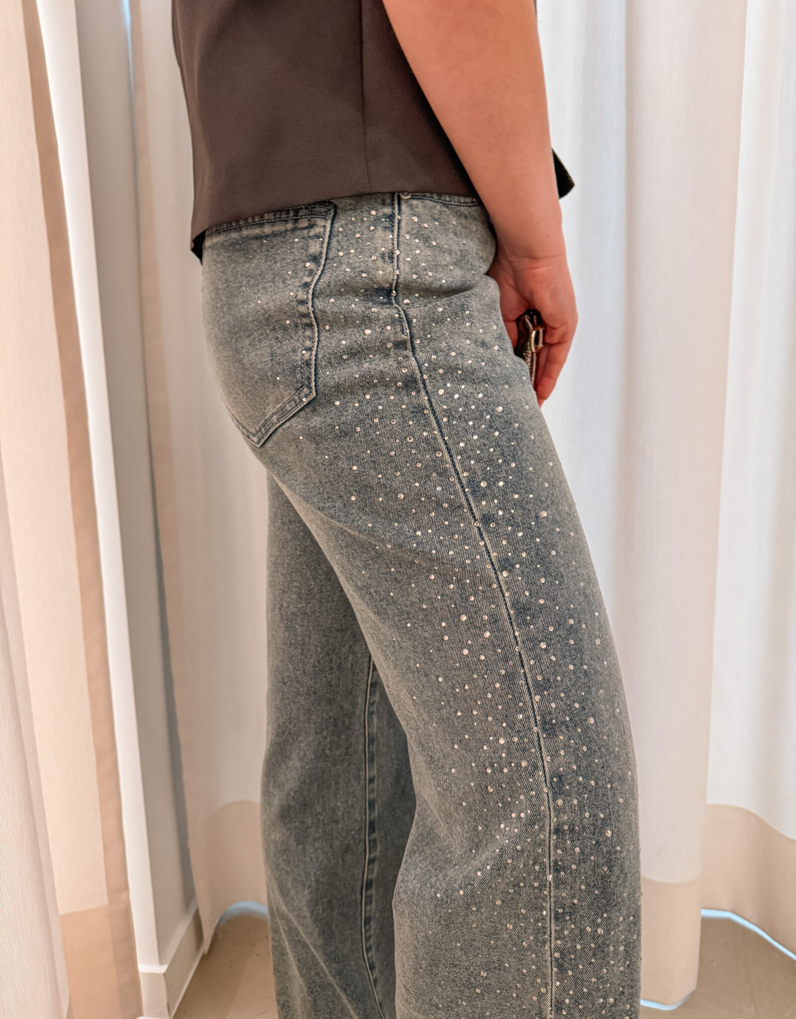 Catwalk Junkie Jeans 'Loose Fit With Strass'  - Tinted Blue - Catwalk Junkie
