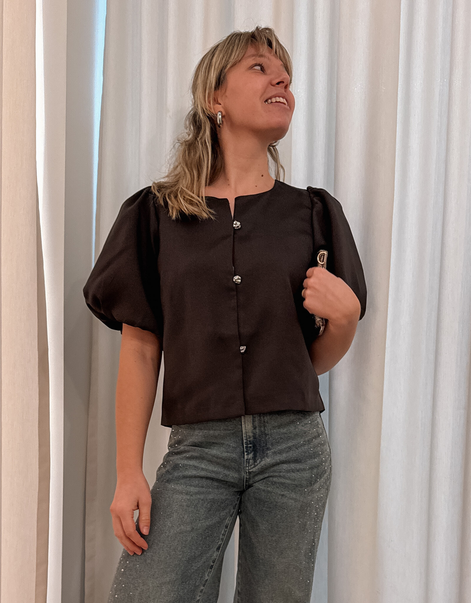 Blouse Dull Satin 'Aisa' - Brown - Neo Noir