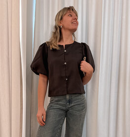 Blouse Dull Satin 'Aisa' - Brown - Neo Noir