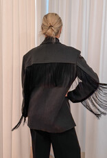 Catwalk Junkie Blazer 'Oversized With Detachable Fringes' - Dark Grey Melange - Catwalk Junkie