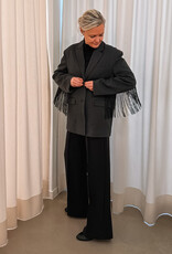 Catwalk Junkie Blazer 'Oversized With Detachable Fringes' - Dark Grey Melange - Catwalk Junkie