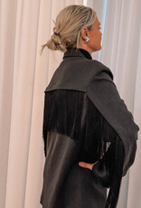 Catwalk Junkie Blazer 'Oversized With Detachable Fringes' - Dark Grey Melange - Catwalk Junkie