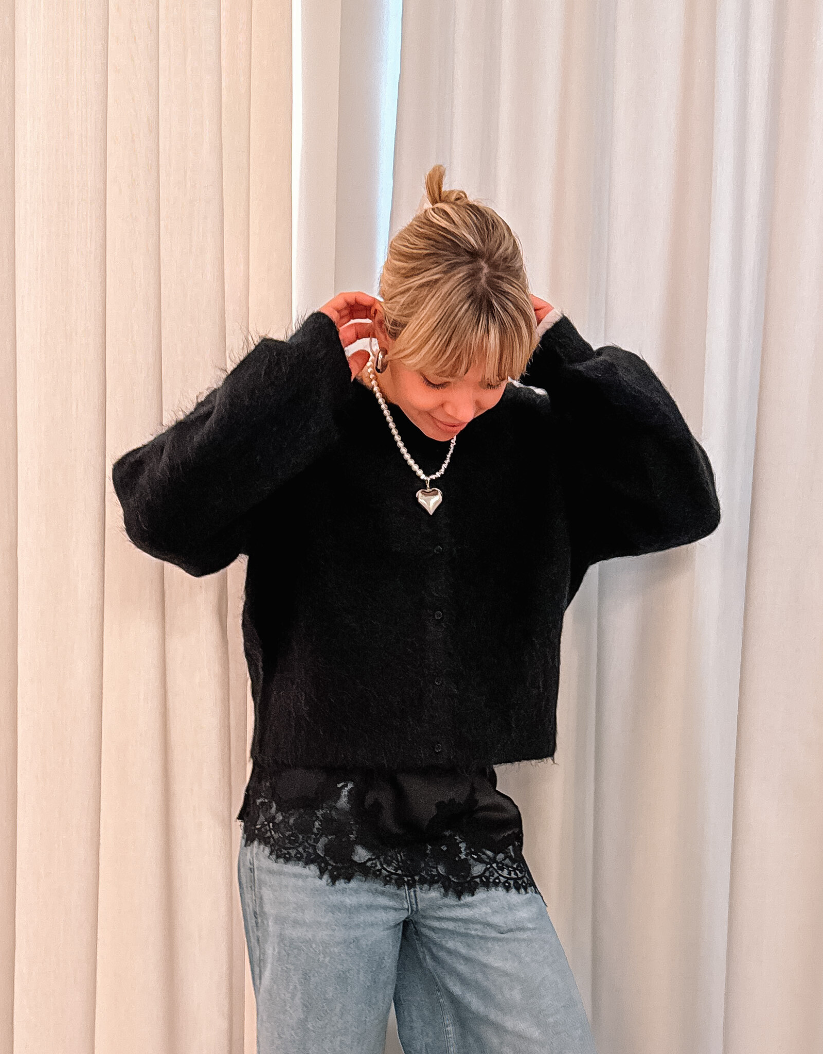 American Vintage Cardigan 'Niby' - Noir - Nib19C - American Vintage