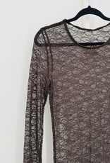 The Golden House Sarl Lange Jurk Kant  'Grace' - Choco TU