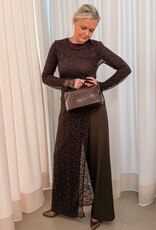 The Golden House Sarl Lange Jurk Kant  'Grace' - Choco TU