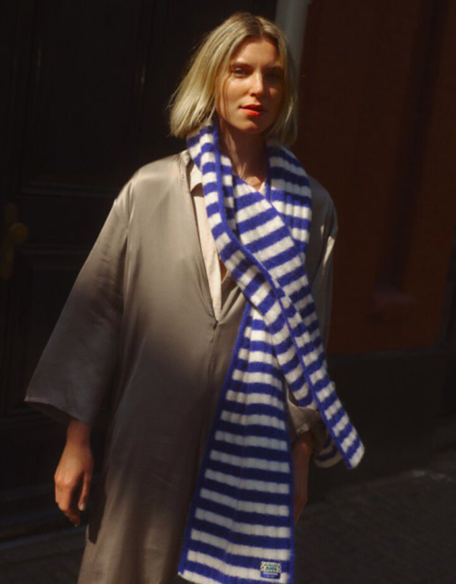 American Vintage Sjaal 'Vitow' - Bleu Royal Rayures Blanc - Vito20B - American Vintage